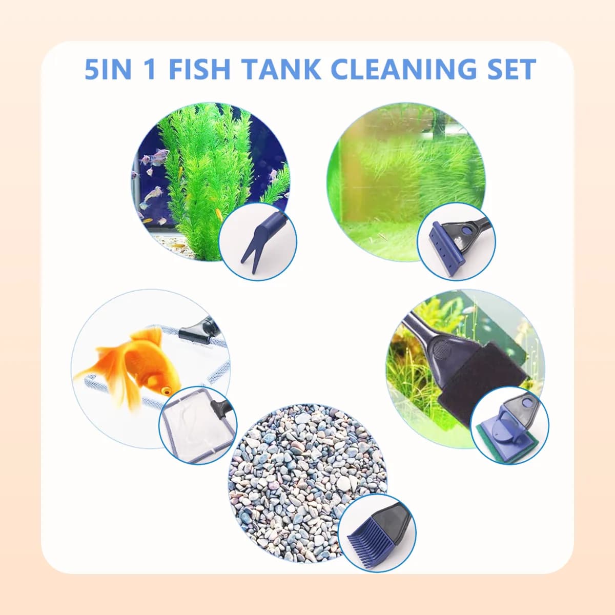 The Kindral cleaning kit heads in use in a tank