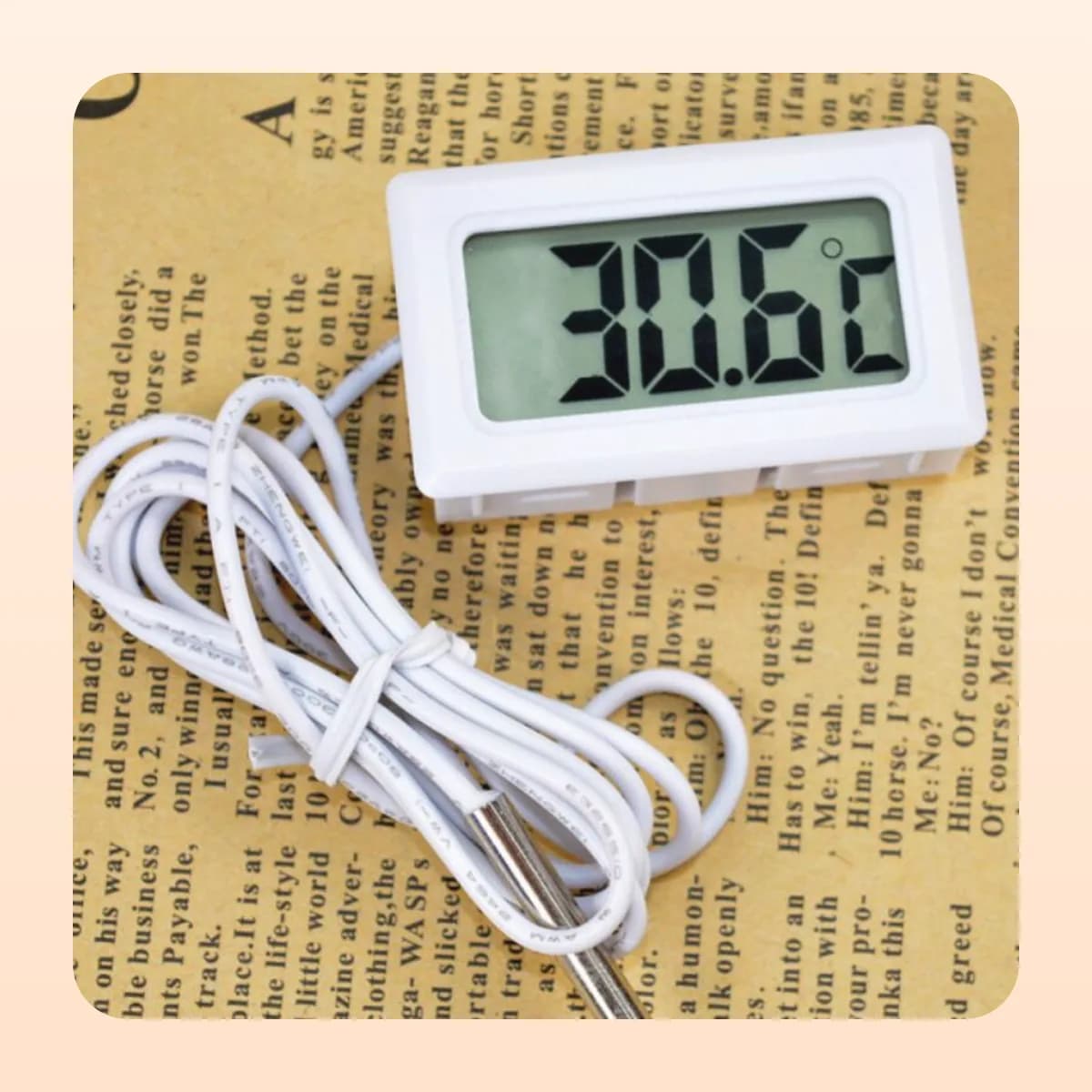 The Kindral thermometer display and probe lead