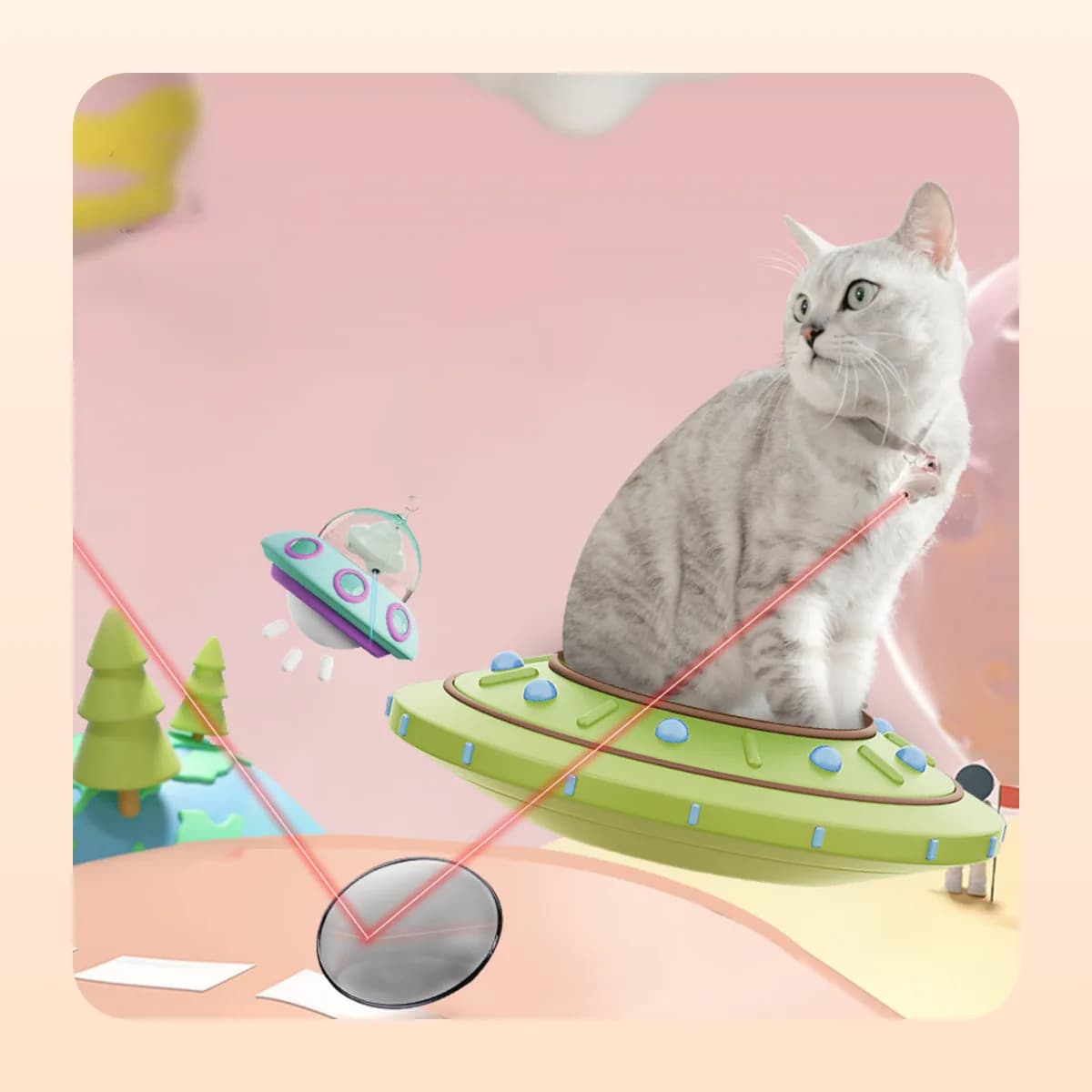 Cat wearing the Kindral collar laser pendant