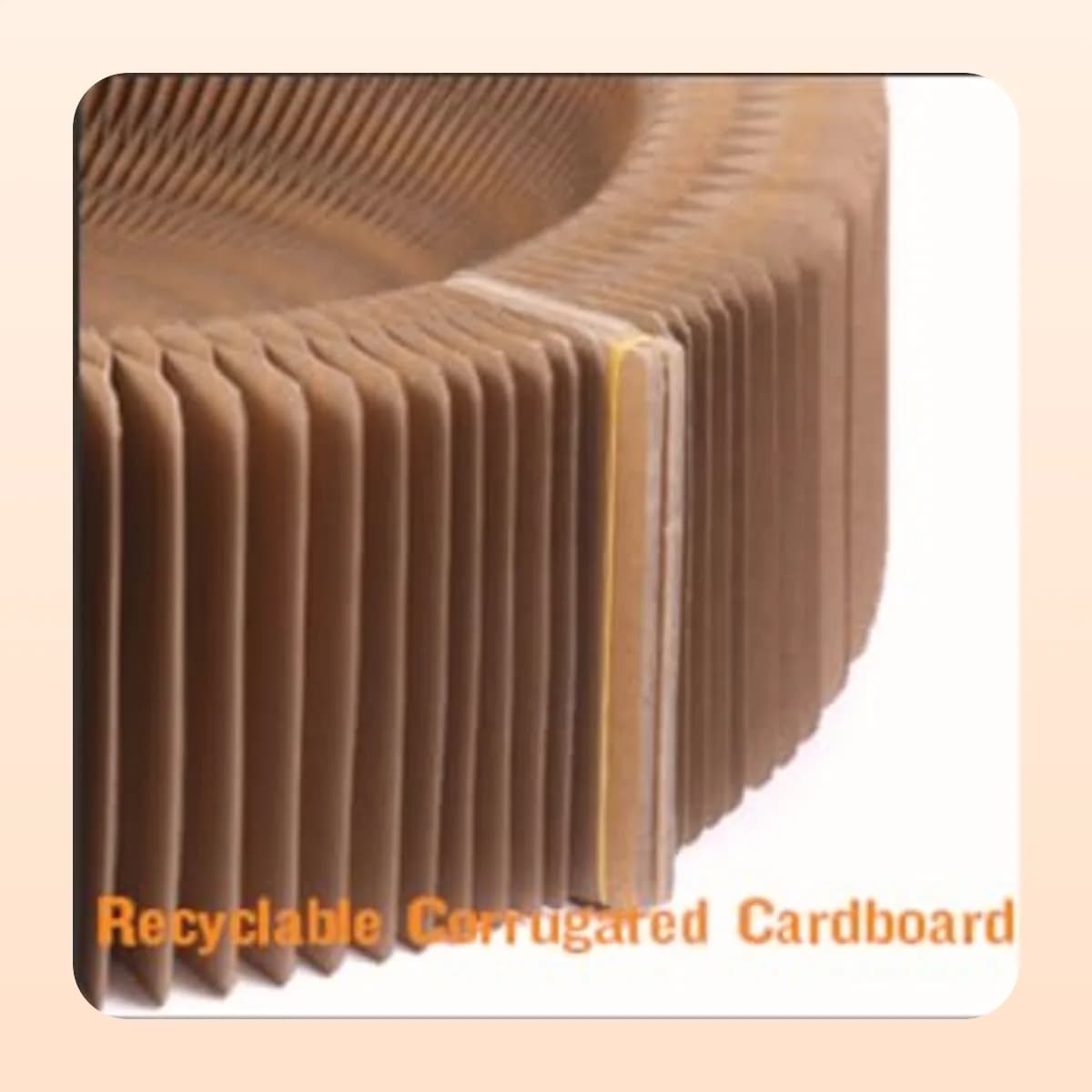 Close view of the recyclable corrugated cardboard