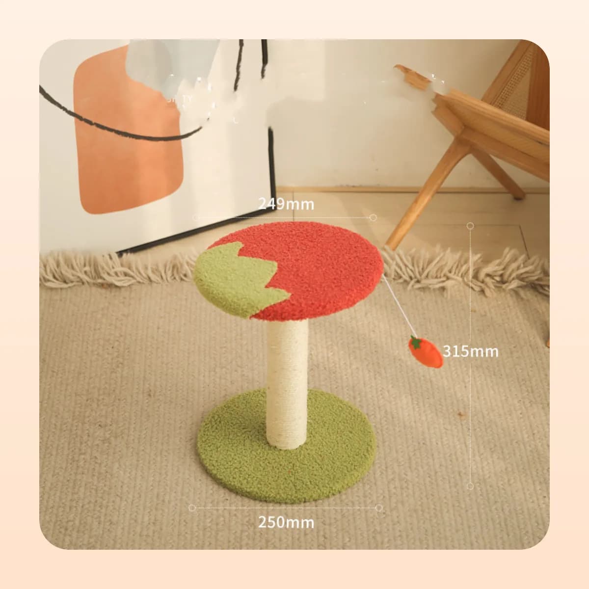 Kindral scratching post with a tomato top on the flat base
