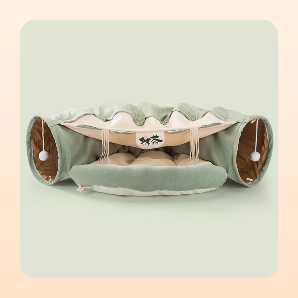 Kindral cat tunnel bed in matcha green