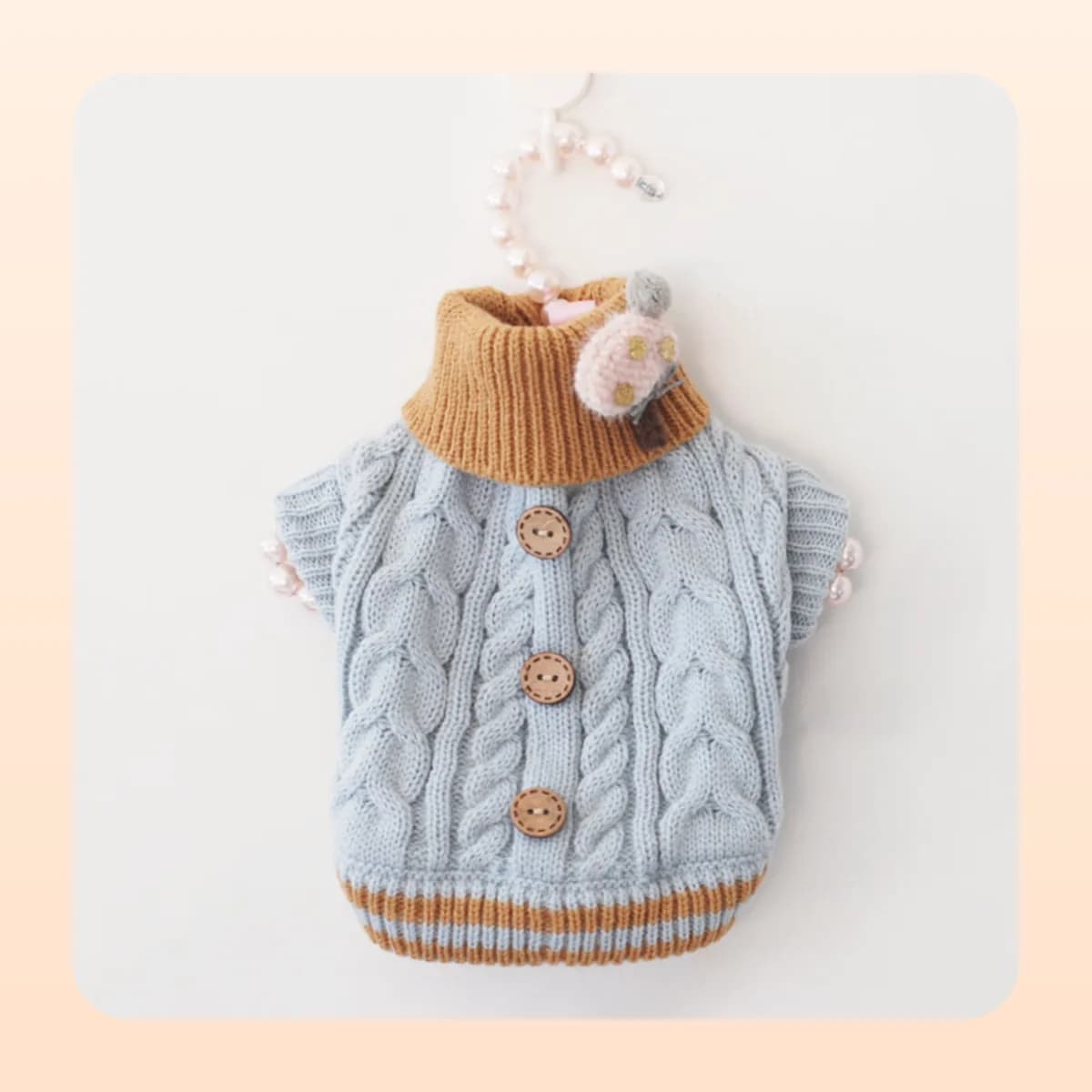 Kindral cable knit pet sweater in blue