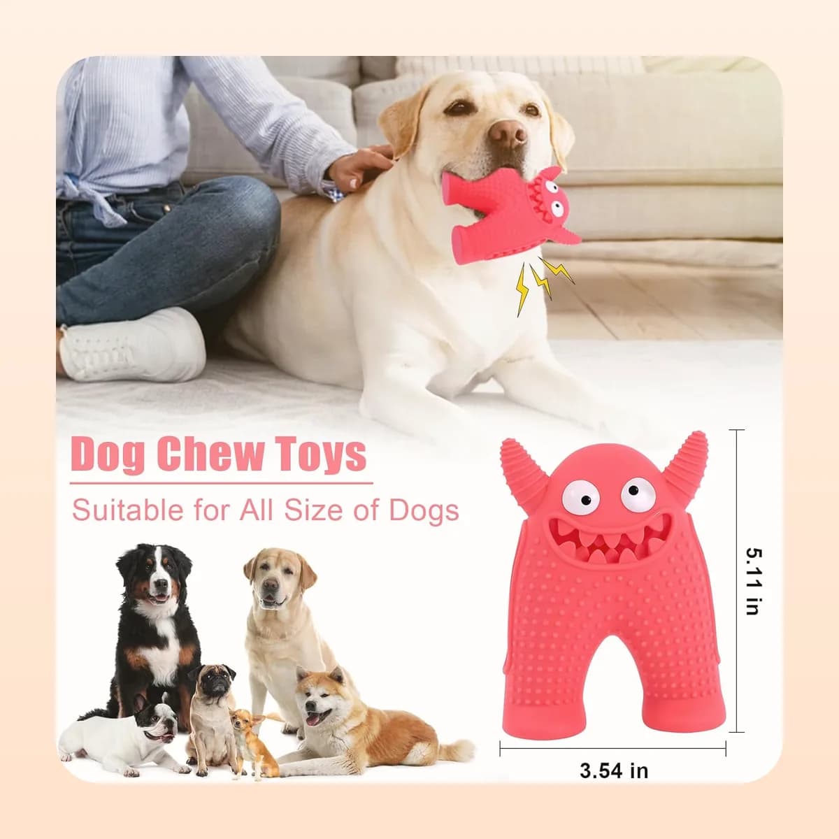 The red Kindral monster chew toy, 13 by 9 cm