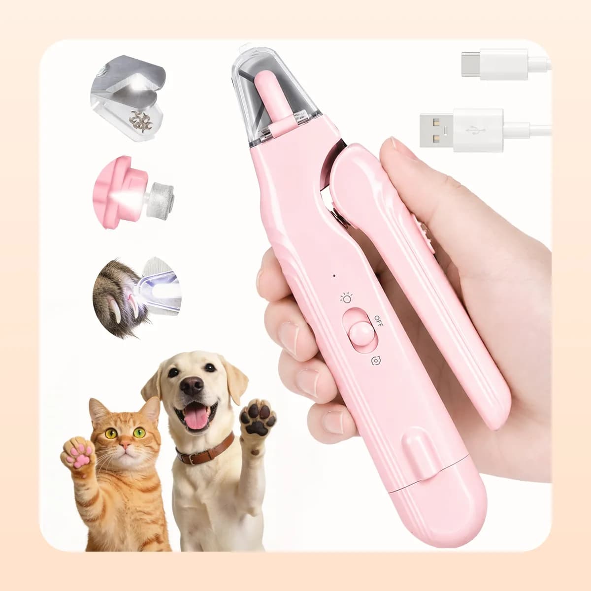 Kindral LED nail clipper and grinder in pink