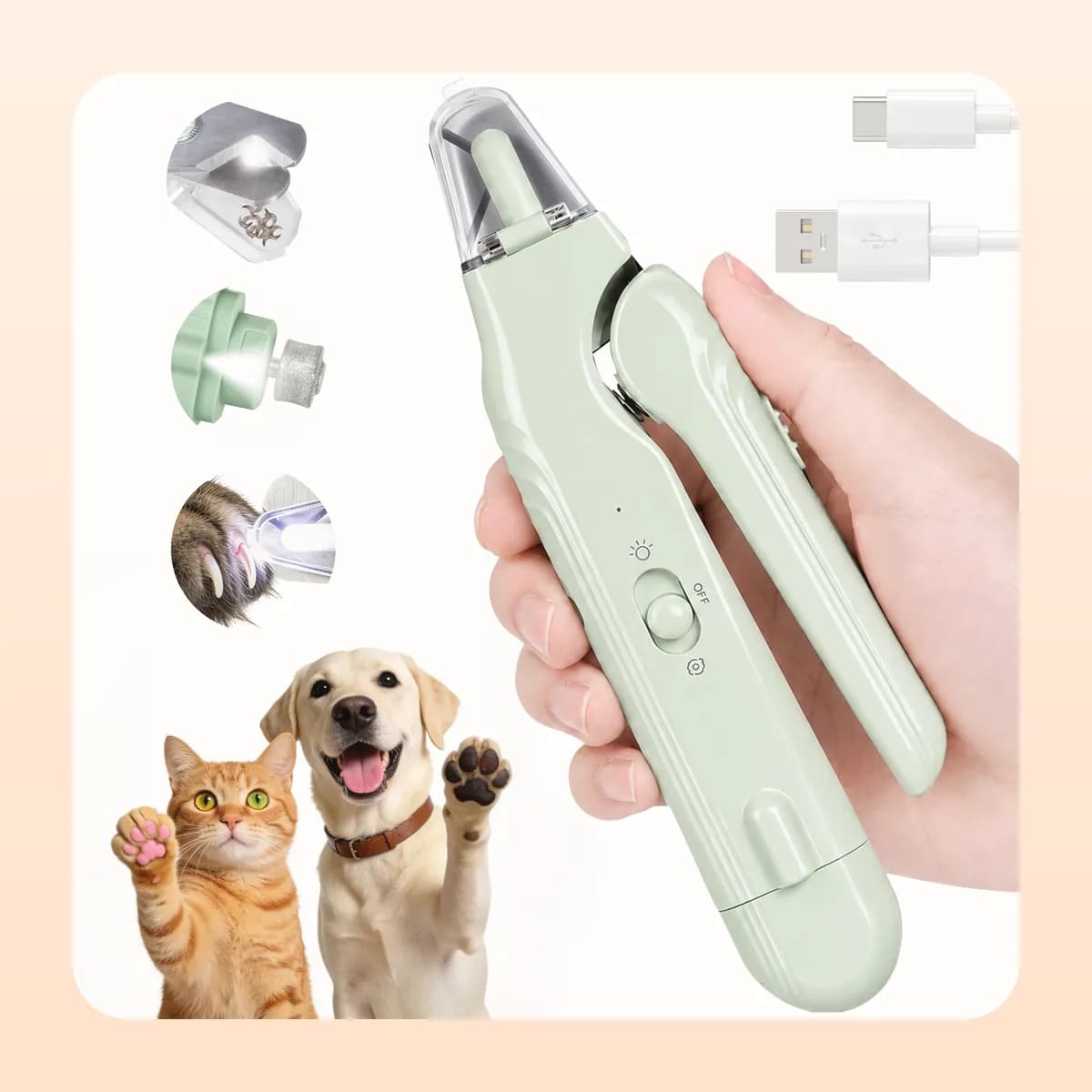 Kindral LED nail clipper and grinder in green
