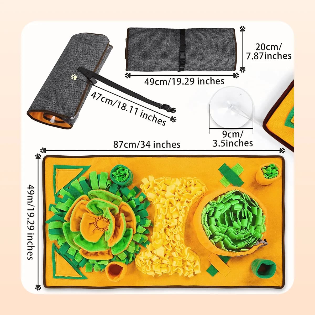 The vegetable-patch mat measures 87 by 49 cm and rolls up to 47 by 20 cm