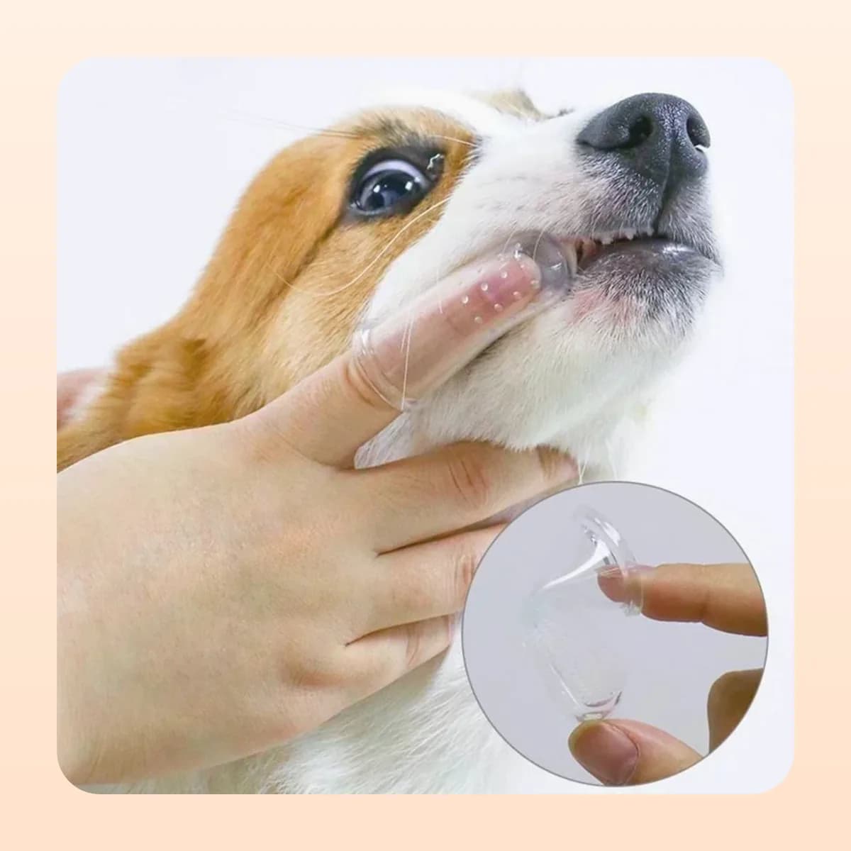 Kindral silicone finger toothbrush worn on a fingertip