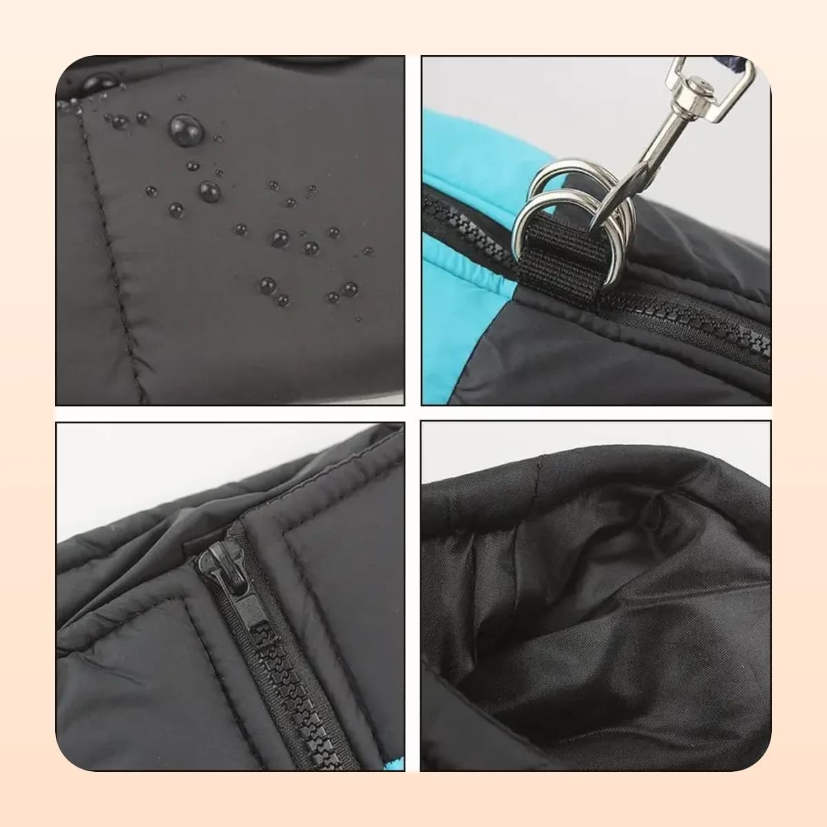 Close-up of the water-repellent fabric on the Kindral winter jacket
