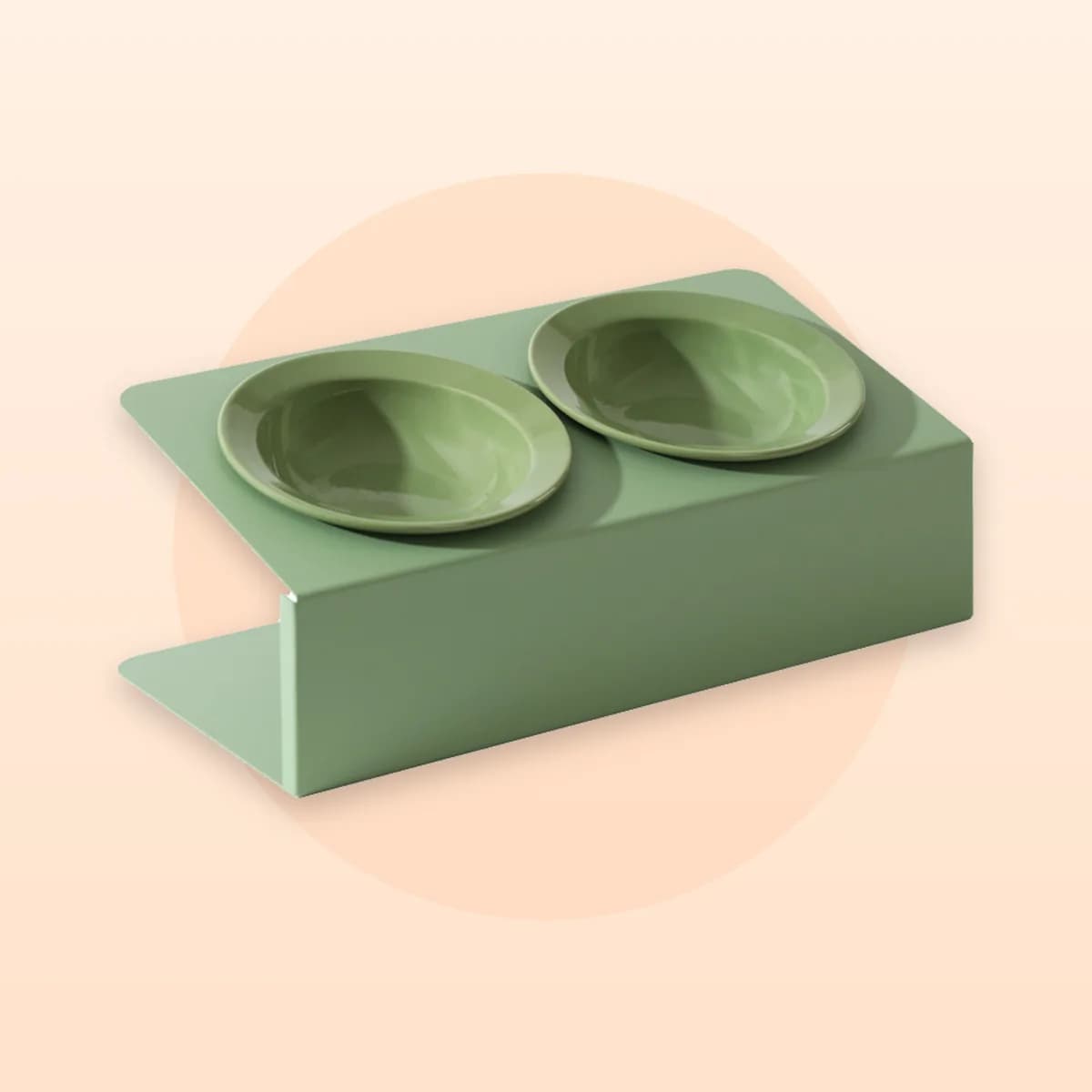 Kindral tilted double bowl stand in retro green
