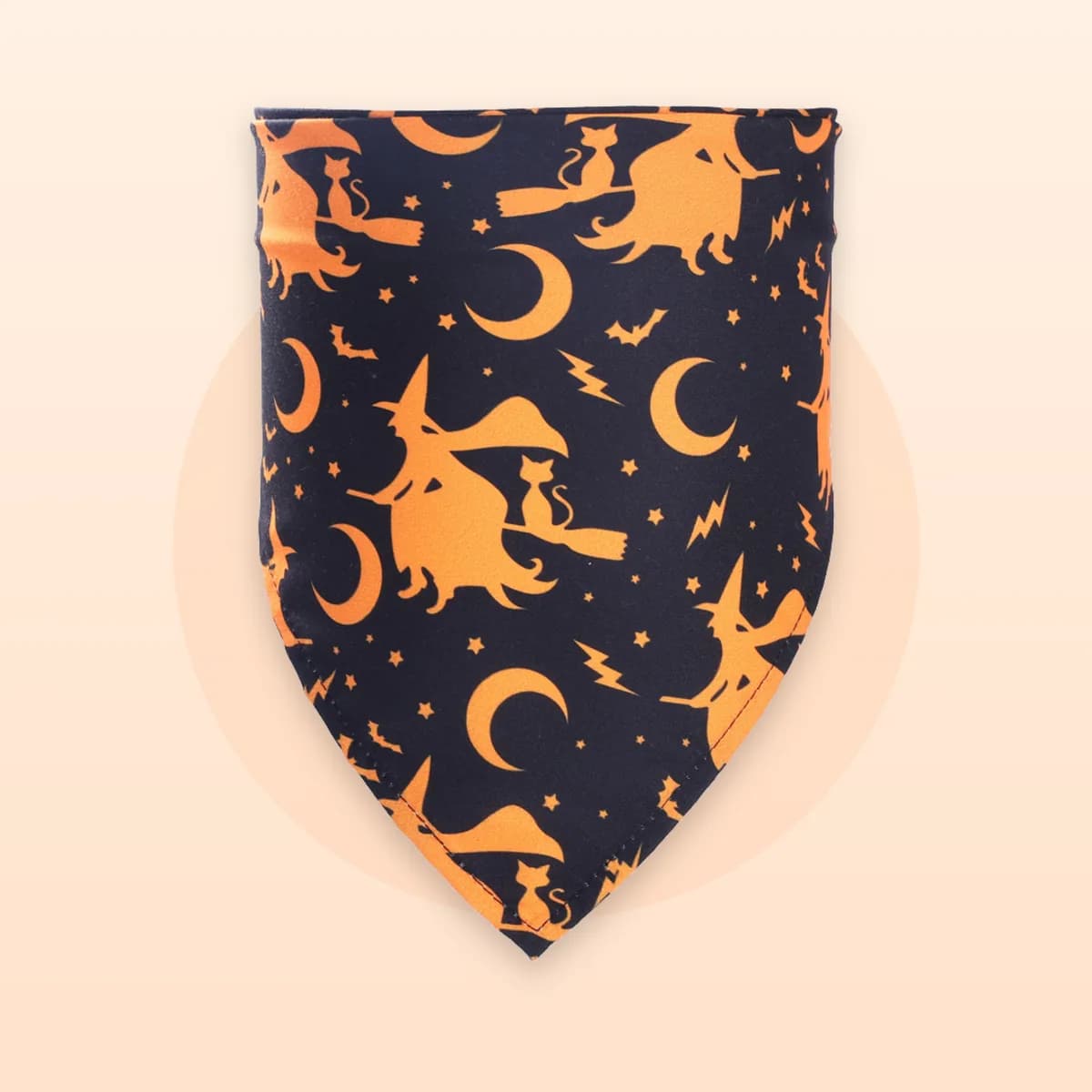 Kindral Halloween pet bandana in the witches print