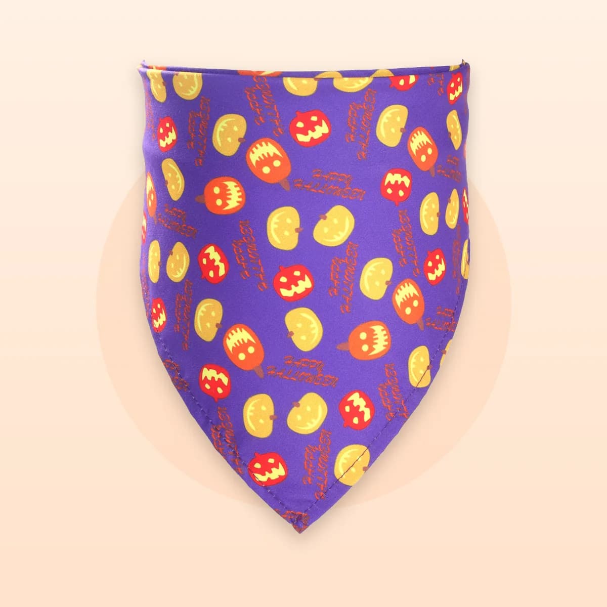 Kindral Halloween pet bandana in the purple lanterns print