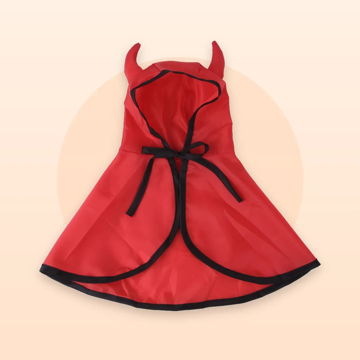 Kindral horned hooded cape in red with black binding