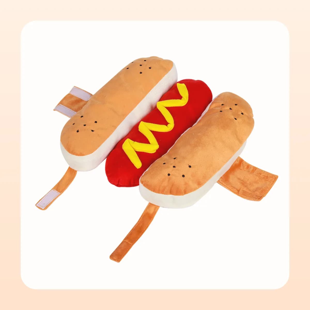 The Kindral hot dog pet costume shown flat