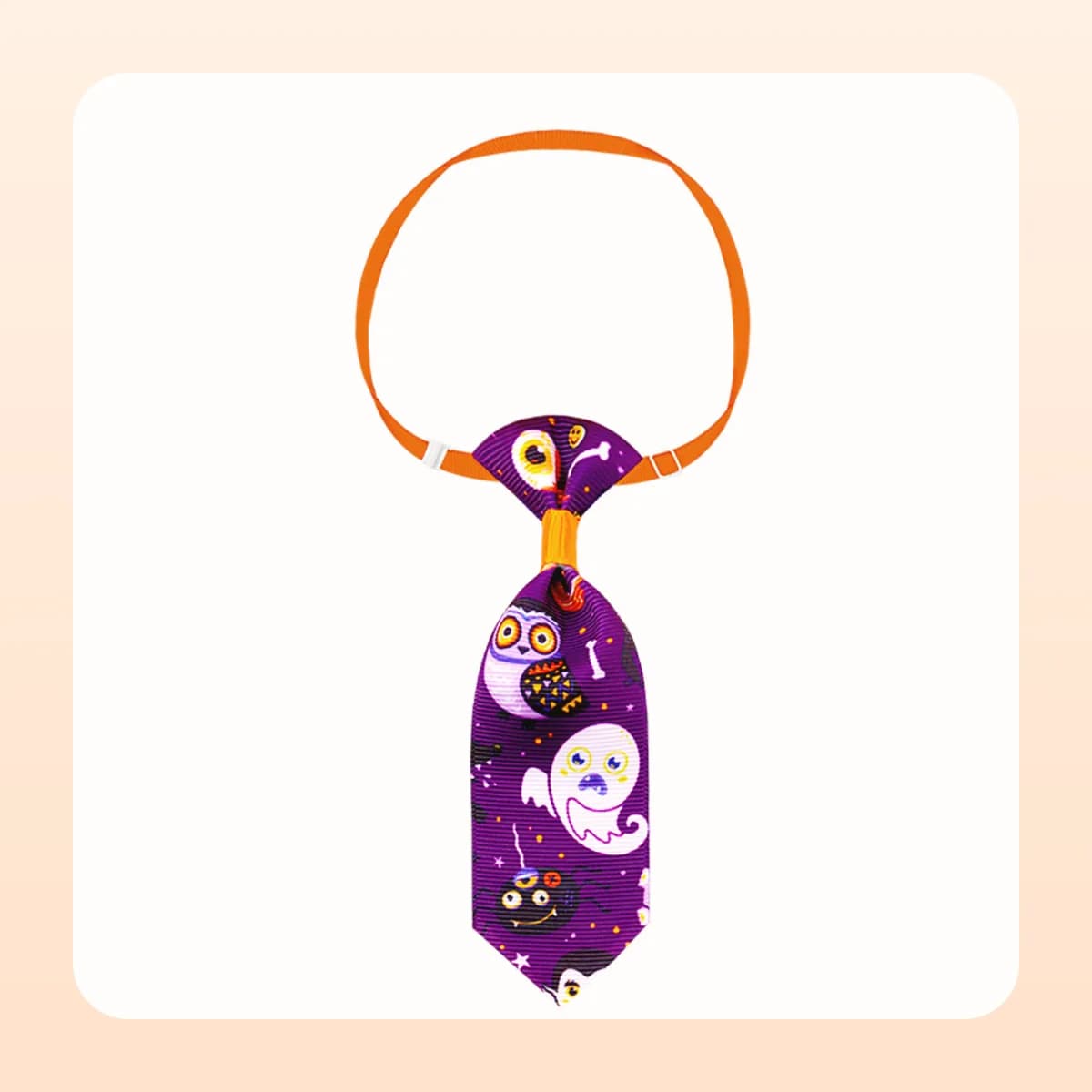 Kindral Halloween pet necktie in the purple spiders design