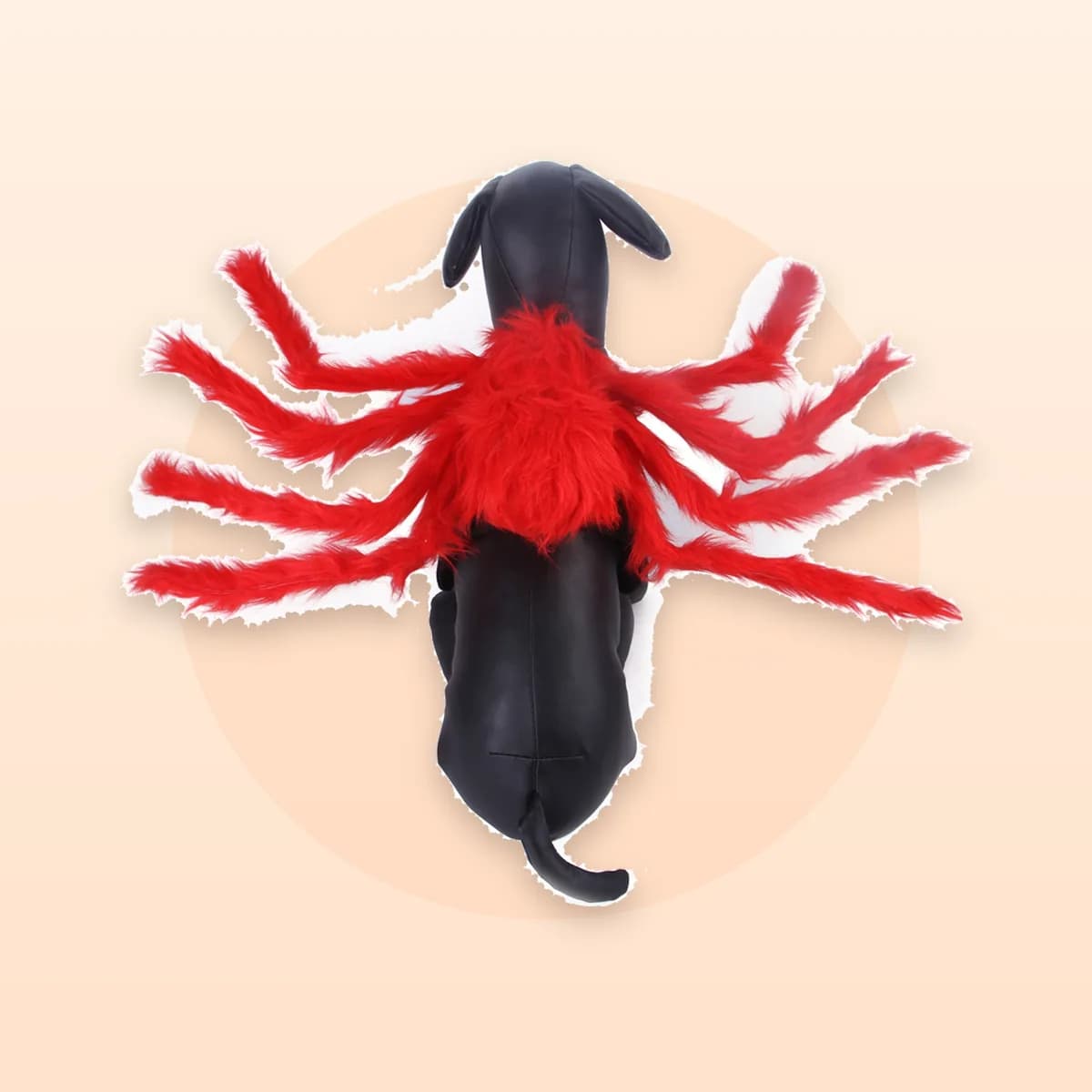 Top view of the Kindral red plush spider costume