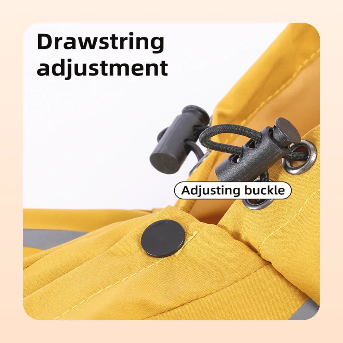 Close-up of the drawstring adjuster on the Kindral raincoat