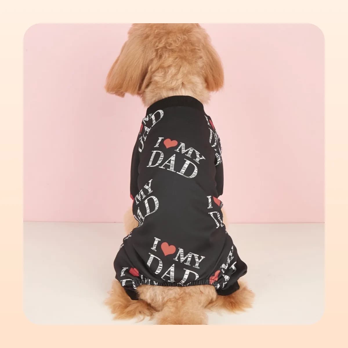 Back view of the Kindral black dog pyjama suit