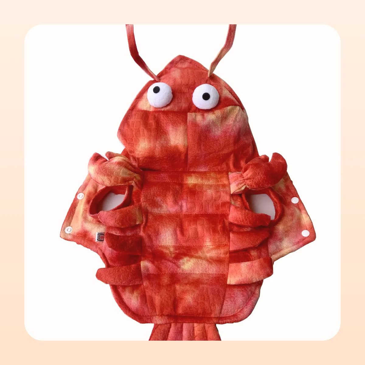 Kindral lobster costume laid flat showing the leg openings