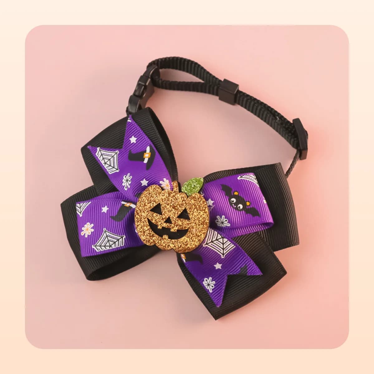 Kindral pumpkin bow tie in the black and purple web print
