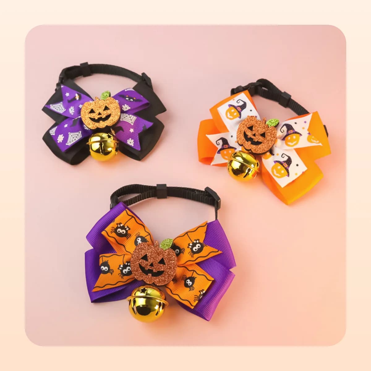 All three Kindral pumpkin bow tie prints shown together